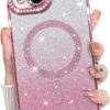 Innovatemee Compatible with iPhone 14 Case Plating Magnetic [Support for Magsafe] Bling Glitter Sparkly Back Diamond Camera Lens Cover Crystal Matte Luxury Case for Girls Women -Blue