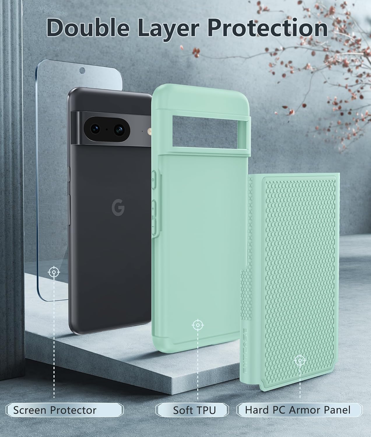 Google Pixel 8 Case: Dual Layer Durable Shockproof Protective Cell Phone Cover with Hybrid Matte Textured Shell | Heavy Duty Military Grade Rugged Drop Protection Bumper Tough Cases