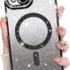 Innovatemee Compatible with iPhone 14 Case Plating Magnetic [Support for Magsafe] Bling Glitter Sparkly Back Diamond Camera Lens Cover Crystal Matte Luxury Case for Girls Women -Blue