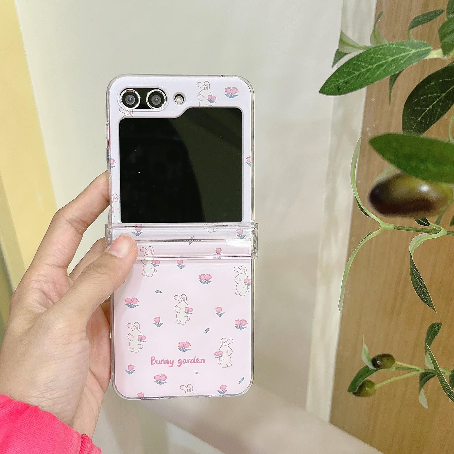 for Samsung Galaxy Z Flip 5 5G phone case, cute animal cartoon design Lucky Dog pc transparent hard shell rear cover protective case Z Flip 5 phone case (rabbit)
