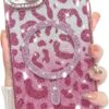 Innovatemee Compatible with iPhone 14 Case Plating Magnetic [Support for Magsafe] Bling Glitter Sparkly Back Diamond Camera Lens Cover Crystal Matte Luxury Case for Girls Women -Blue