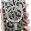 Innovatemee Compatible with iPhone 14 Case Plating Magnetic [Support for Magsafe] Bling Glitter Sparkly Back Diamond Camera Lens Cover Crystal Matte Luxury Case for Girls Women -Blue