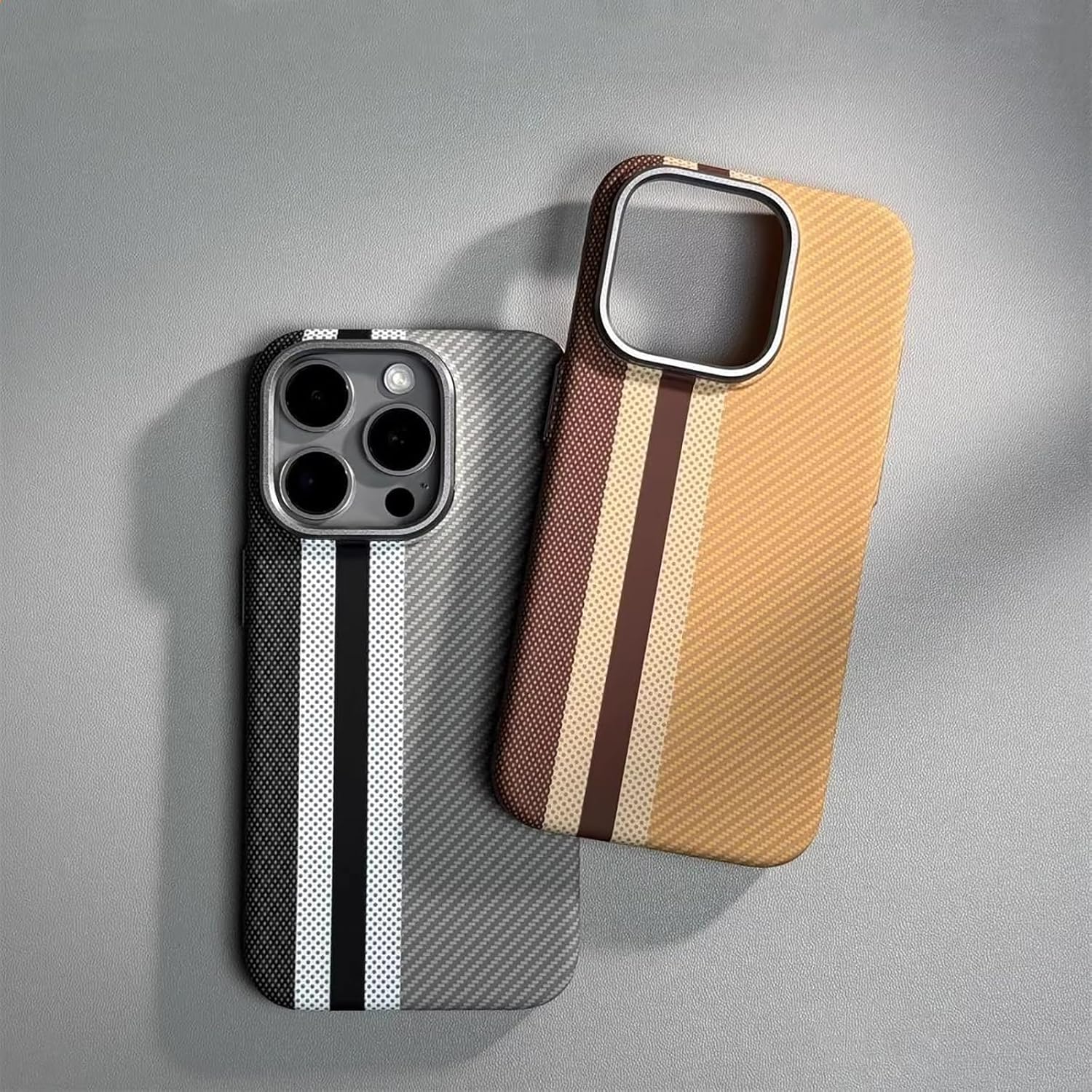 Suitable for IPhone15ProMax Mobile Phone Case Kevlar Pattern Magnetic Hard Shell Carbon Fiber Pattern Anti-Fall Protective Cover (Multicolor,iPhone 15 Pro Max)