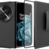 Open Case with Belt Clip, Open Holster Case with Screen Protector, Kickstand Holder, Slim Shell Full Body Shockproof Cell Phone Cover for One Plus 1+ Open-Black