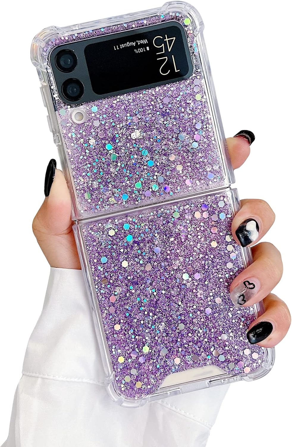 81QY91AjnTL._AC_SL1500 Compatible with Galaxy Flip 6 Case Women Girls Flexible TPU Sequin Sparkle Glitter Shockproof Protective Phone Cover for Galaxy Z Flip 6 (Shell Colorful)