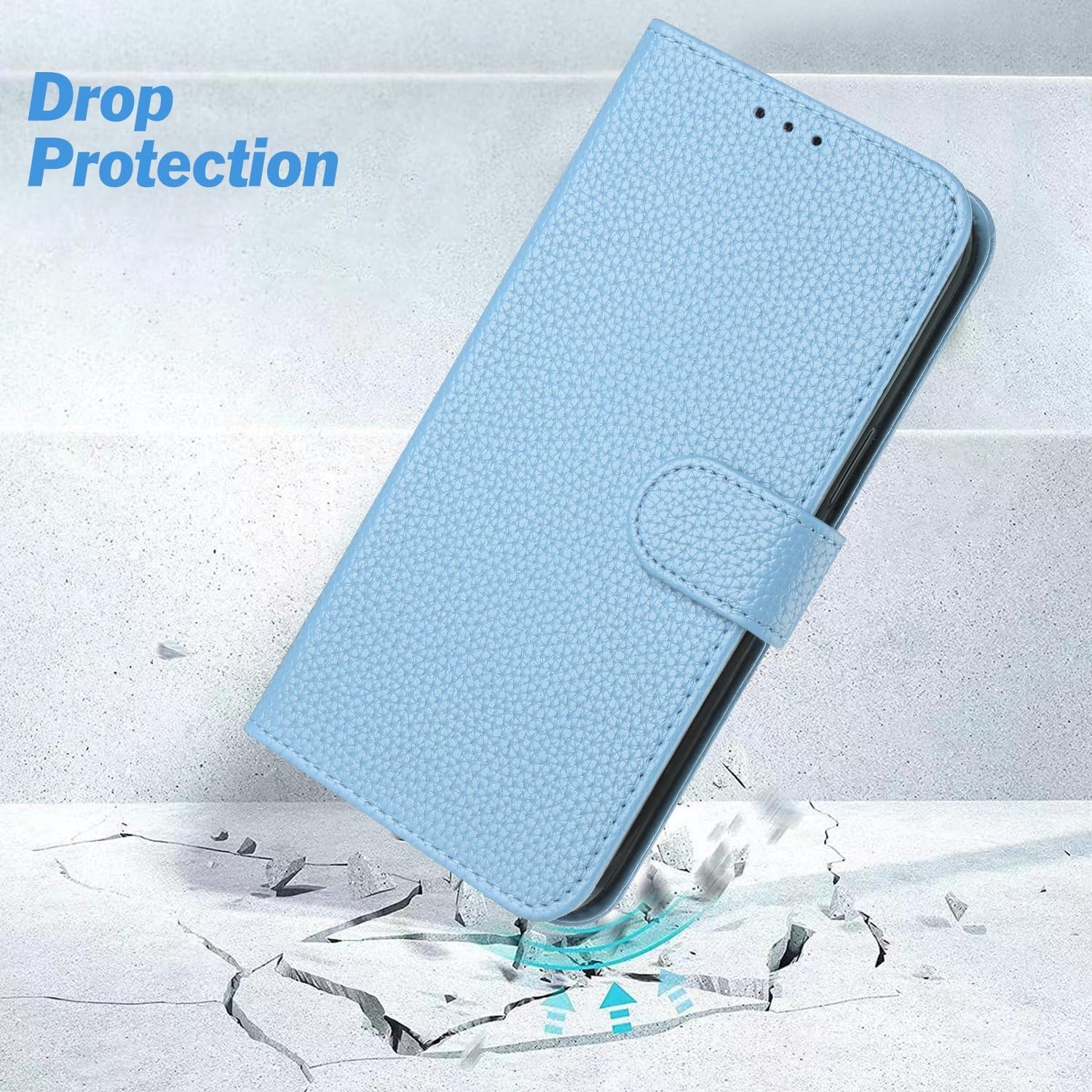 Cell Phone Case Wallet Wallet Case Compatible withP30 Pro Compatible with Women and Men,Flip Leather Cover with Card Holder, Shockproof TPU Inner Shell Phone Cover & Kickstand(Light Blue)