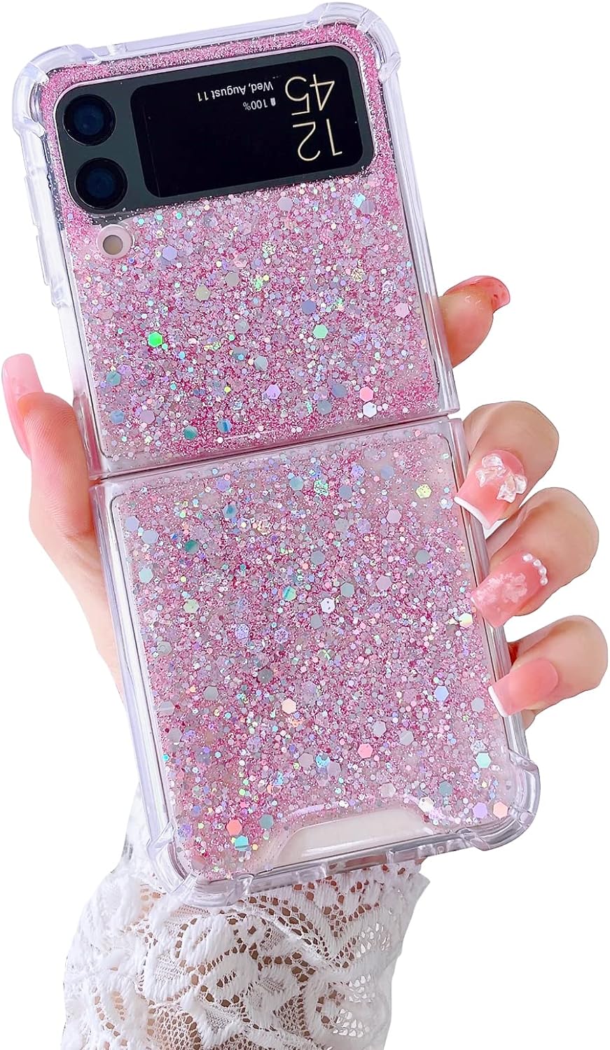 81glFxpm19L._AC_SL1500 Compatible with Galaxy Flip 6 Case Women Girls Flexible TPU Sequin Sparkle Glitter Shockproof Protective Phone Cover for Galaxy Z Flip 6 (Shell Colorful)