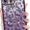 Innovatemee Compatible with iPhone 14 Case Plating Magnetic [Support for Magsafe] Bling Glitter Sparkly Back Diamond Camera Lens Cover Crystal Matte Luxury Case for Girls Women -Blue
