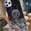 for iPhone 15 Pro Max Case Glitter Women Girls with Ring Kickstand Sparkle Bling Cute Cases Slim Soft Phone Protective Shell Phone Cover for iPhone 15 Pro Max Case 6.7 inch (Silver)
