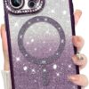 Innovatemee Compatible with iPhone 14 Case Plating Magnetic [Support for Magsafe] Bling Glitter Sparkly Back Diamond Camera Lens Cover Crystal Matte Luxury Case for Girls Women -Blue