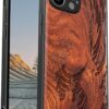 Magnetic Wood Case for iPhone 12 Case [Natural Wood & Soft TPU] Shockproof Protective Cover Unique & Classy Wooden Case Compatible with MagSafe (The Great Wave Off Kanagawa-Blackwood)