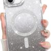 Innovatemee Compatible with iPhone 14 Case Plating Magnetic [Support for Magsafe] Bling Glitter Sparkly Back Diamond Camera Lens Cover Crystal Matte Luxury Case for Girls Women -Blue