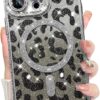 Innovatemee Compatible with iPhone 14 Case Plating Magnetic [Support for Magsafe] Bling Glitter Sparkly Back Diamond Camera Lens Cover Crystal Matte Luxury Case for Girls Women -Blue