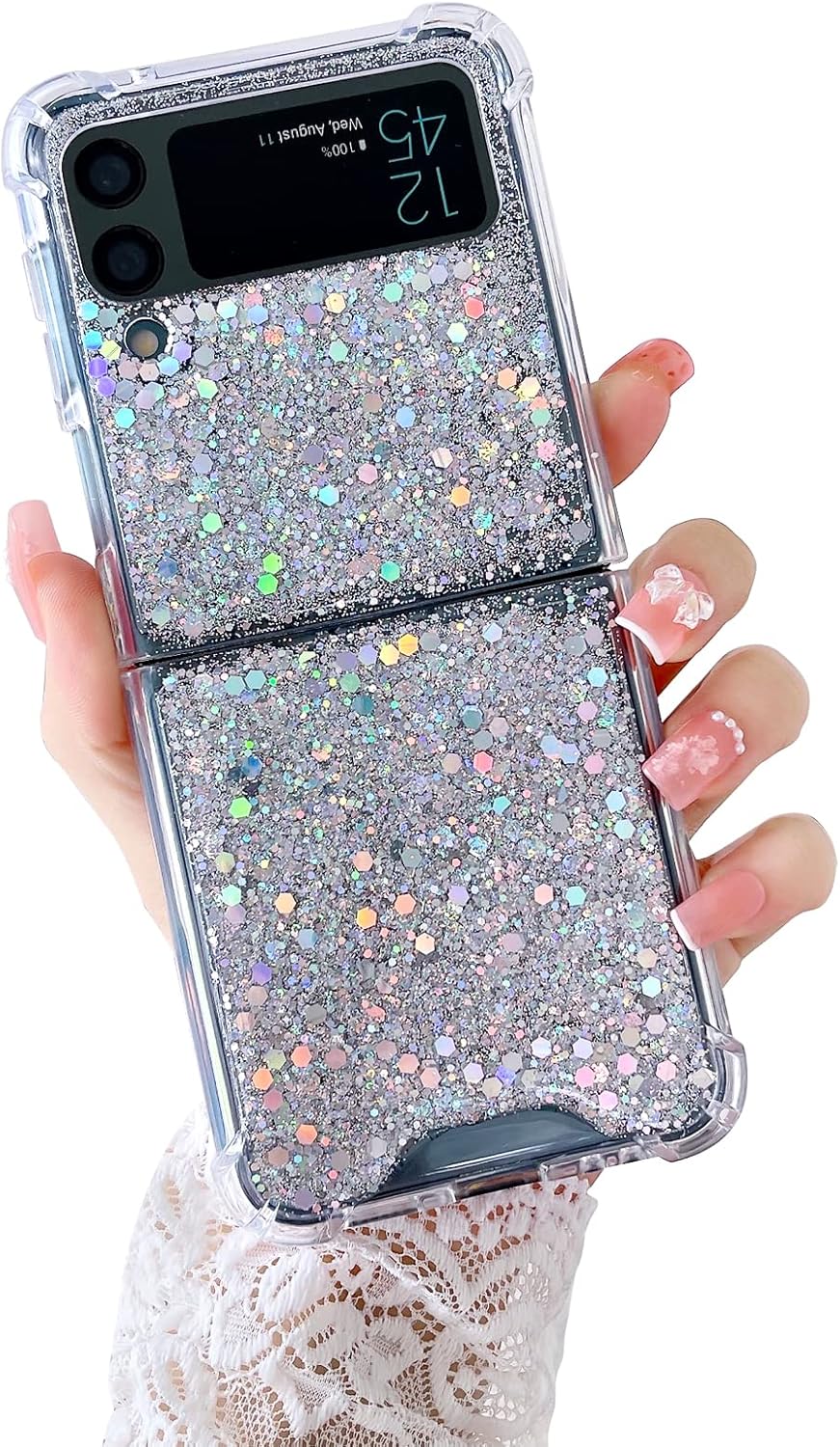 81zTAECPIgL._AC_SL1500 Compatible with Galaxy Flip 6 Case Women Girls Flexible TPU Sequin Sparkle Glitter Shockproof Protective Phone Cover for Galaxy Z Flip 6 (Shell Colorful)