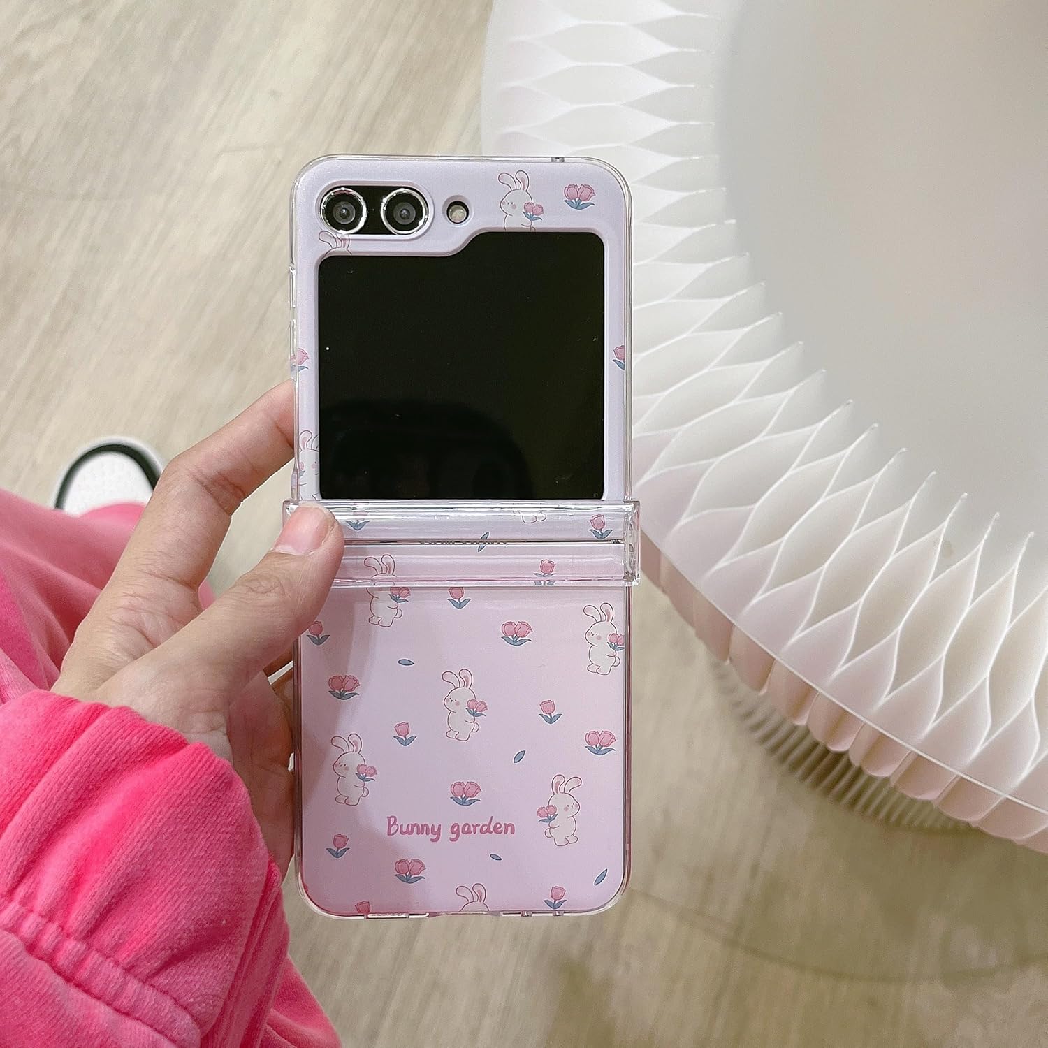 for Samsung Galaxy Z Flip 5 5G phone case, cute animal cartoon design Lucky Dog pc transparent hard shell rear cover protective case Z Flip 5 phone case (rabbit)