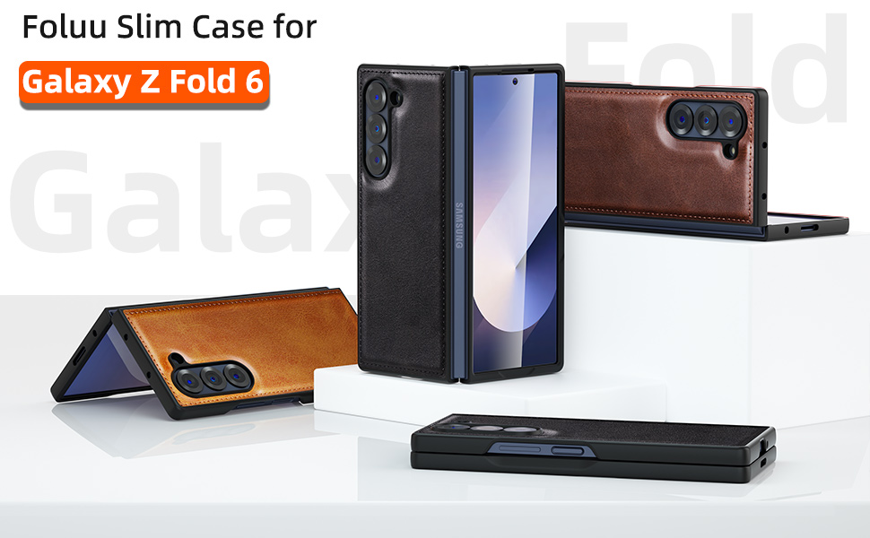 Leather Case for Samsung Galaxy Z Fold 6 with Glass
